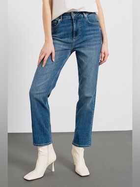 Liu Jo Straight-Leg Crop Jeans Blue Melange SIZE 28 NWOT See Notes